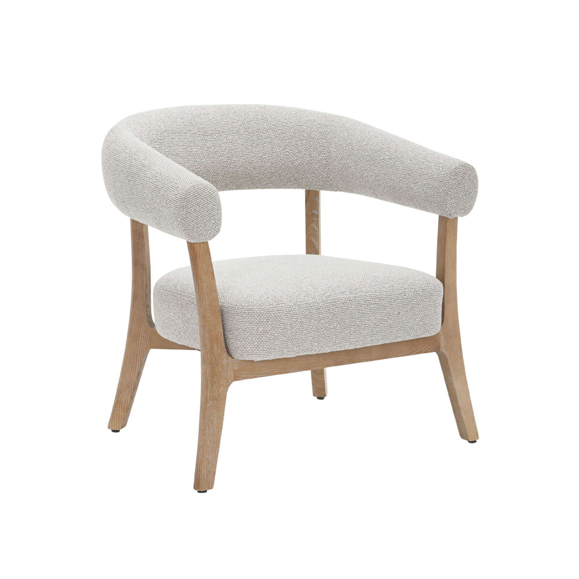 Fauteuil en bois et tissu écru Freya