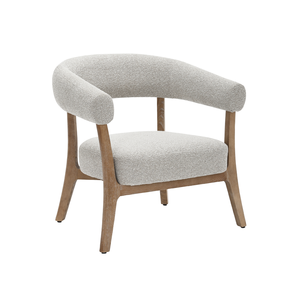 Fauteuil en bois et tissu écru Freya