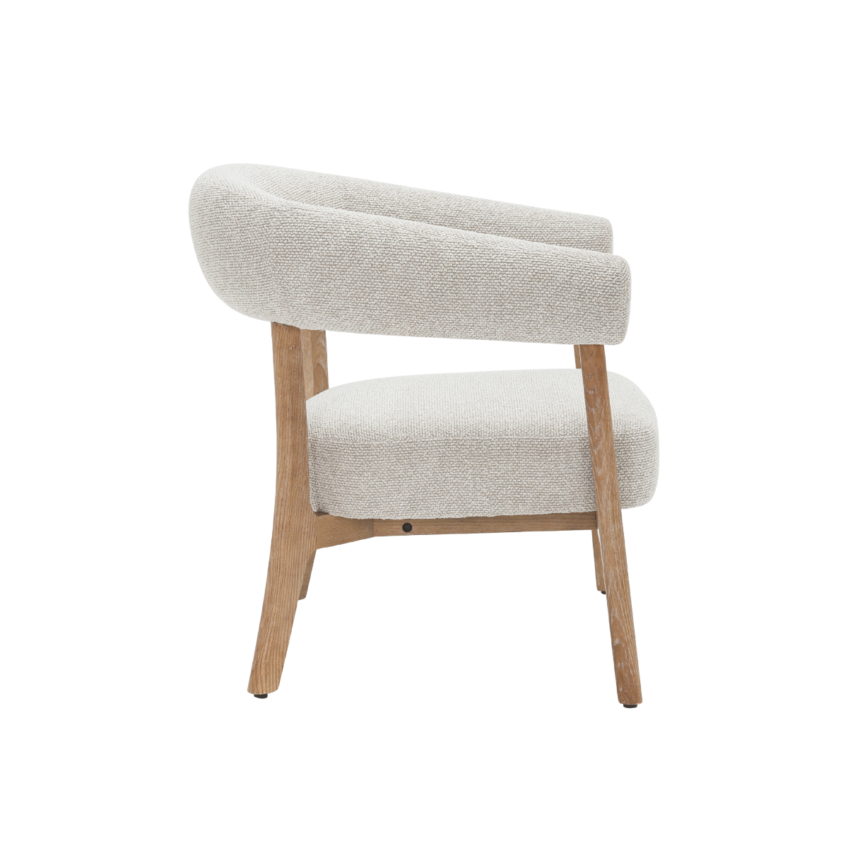Fauteuil en bois et tissu écru Freya