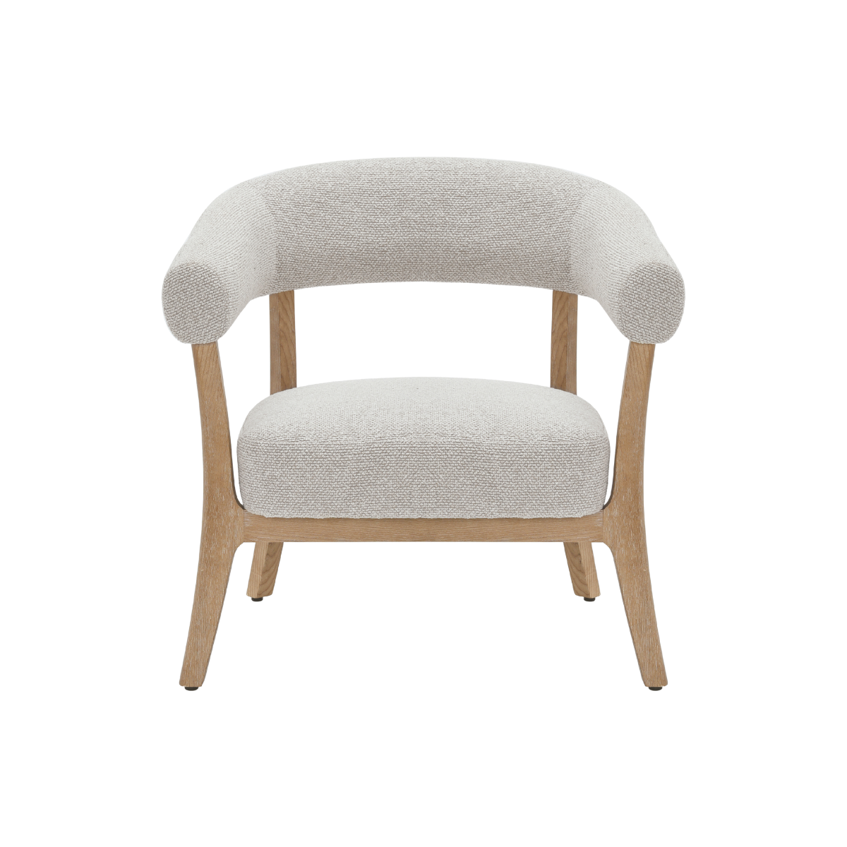 Fauteuil en bois et tissu écru Freya