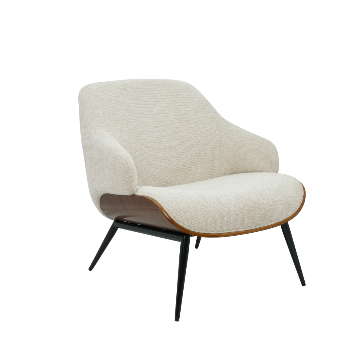 Fauteuil en bois et tissu écru Elowen