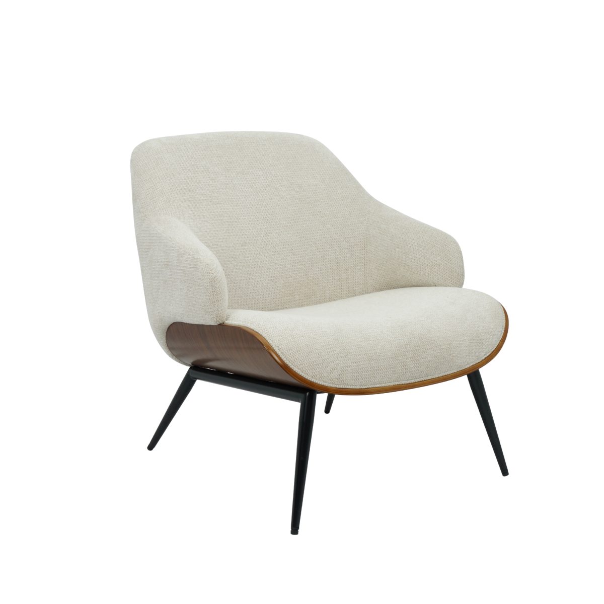 Fauteuil en bois et tissu écru Elowen