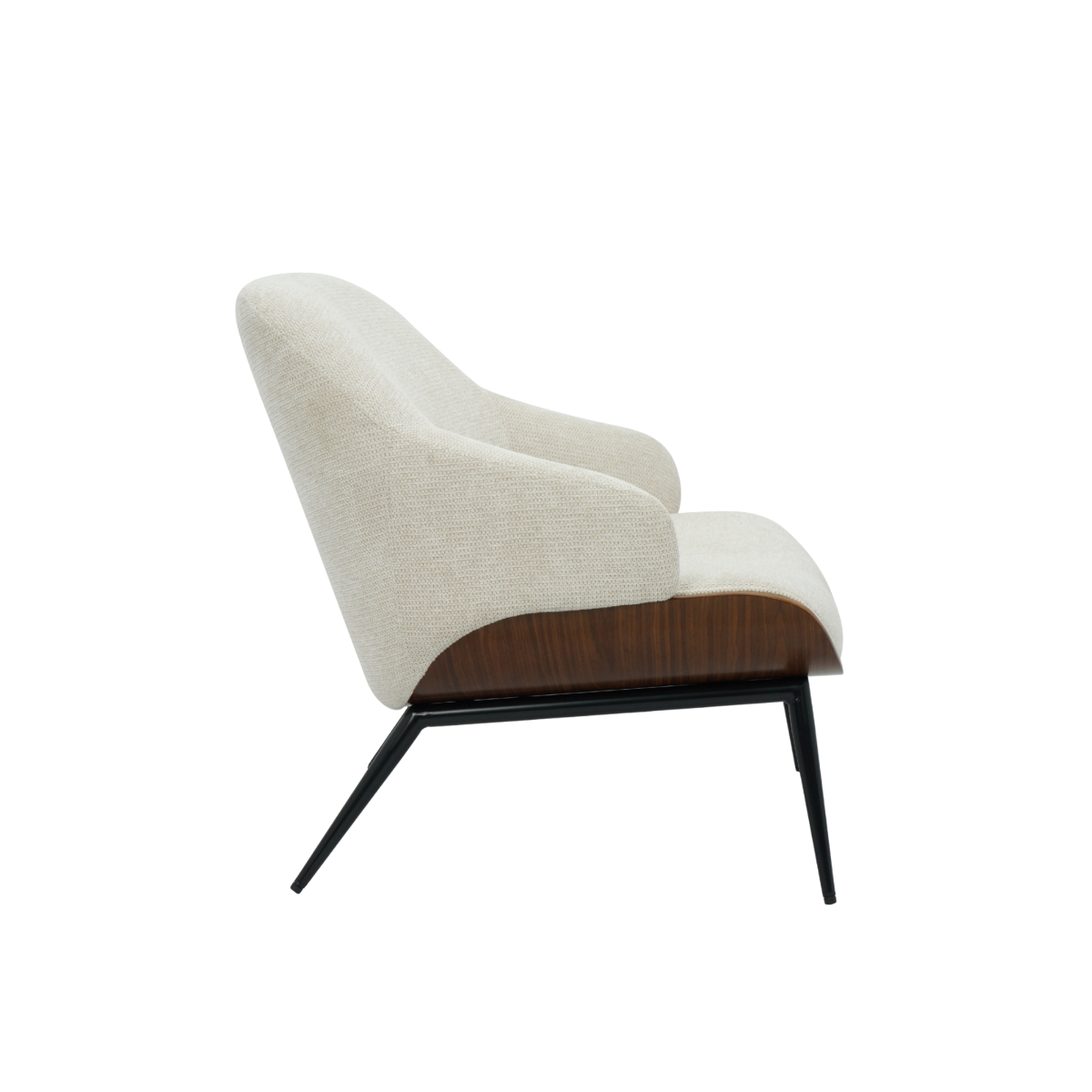 Fauteuil en bois et tissu écru Elowen