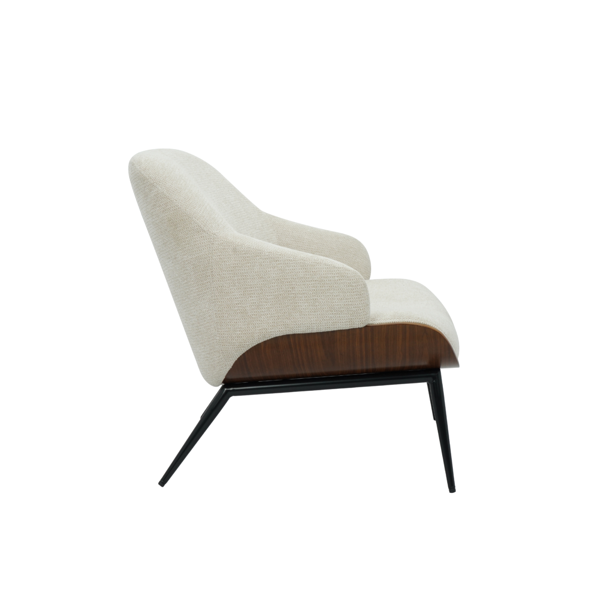 Fauteuil en bois et tissu écru Elowen