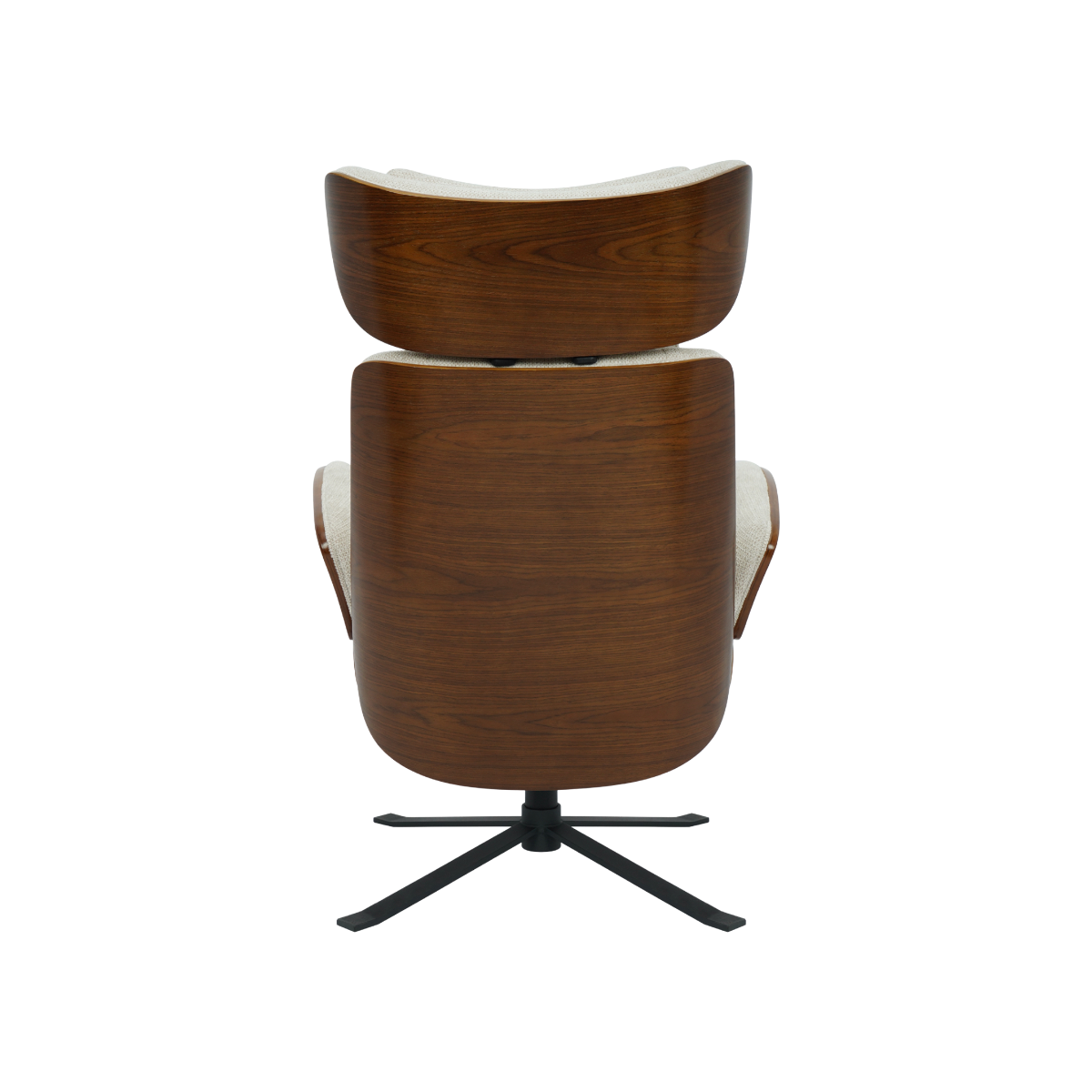 Fauteuil avec repose-pieds en tissu écru et bois foncé Elowen