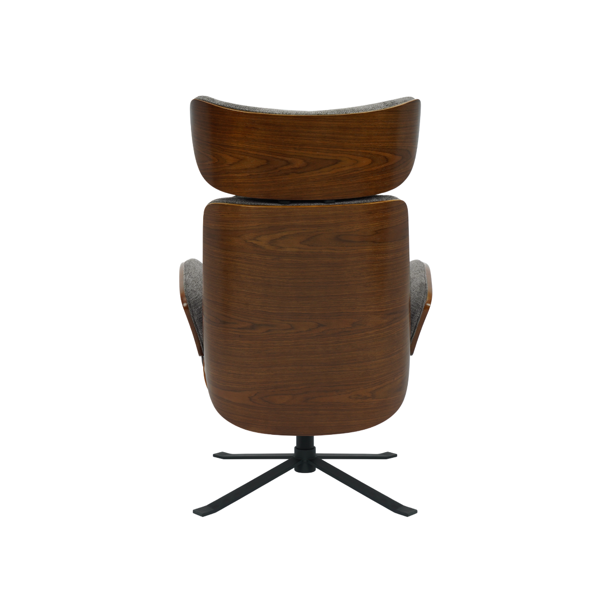 Fauteuil avec repose-pieds en tissu gris anthracite et bois foncé Elowen