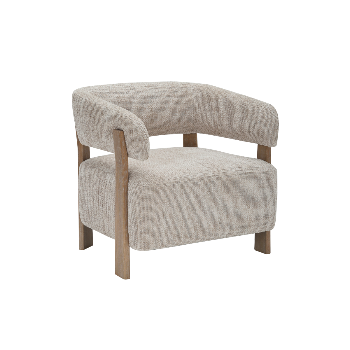 Fauteuil en tissu écru et bois de sapin Valena