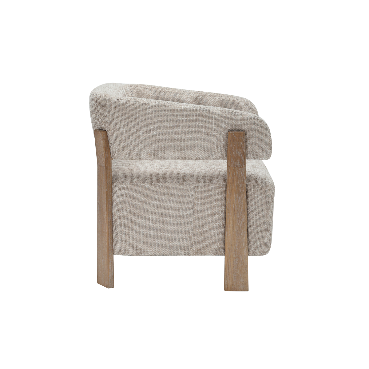 Fauteuil en tissu écru et bois de sapin Valena