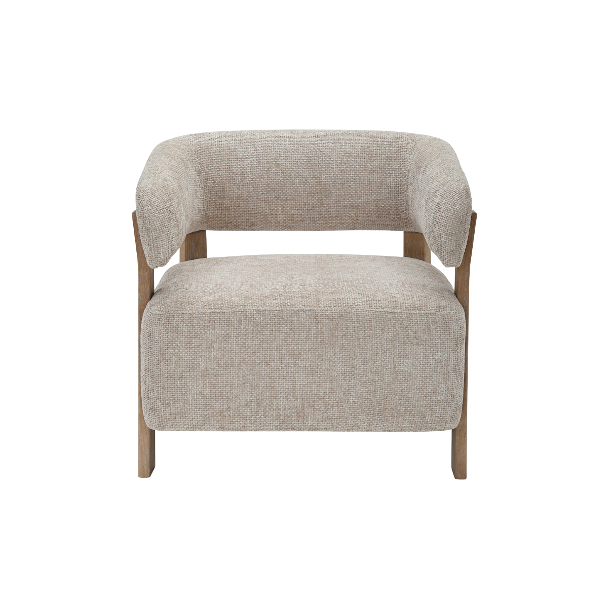 Fauteuil en tissu écru et bois de sapin Valena