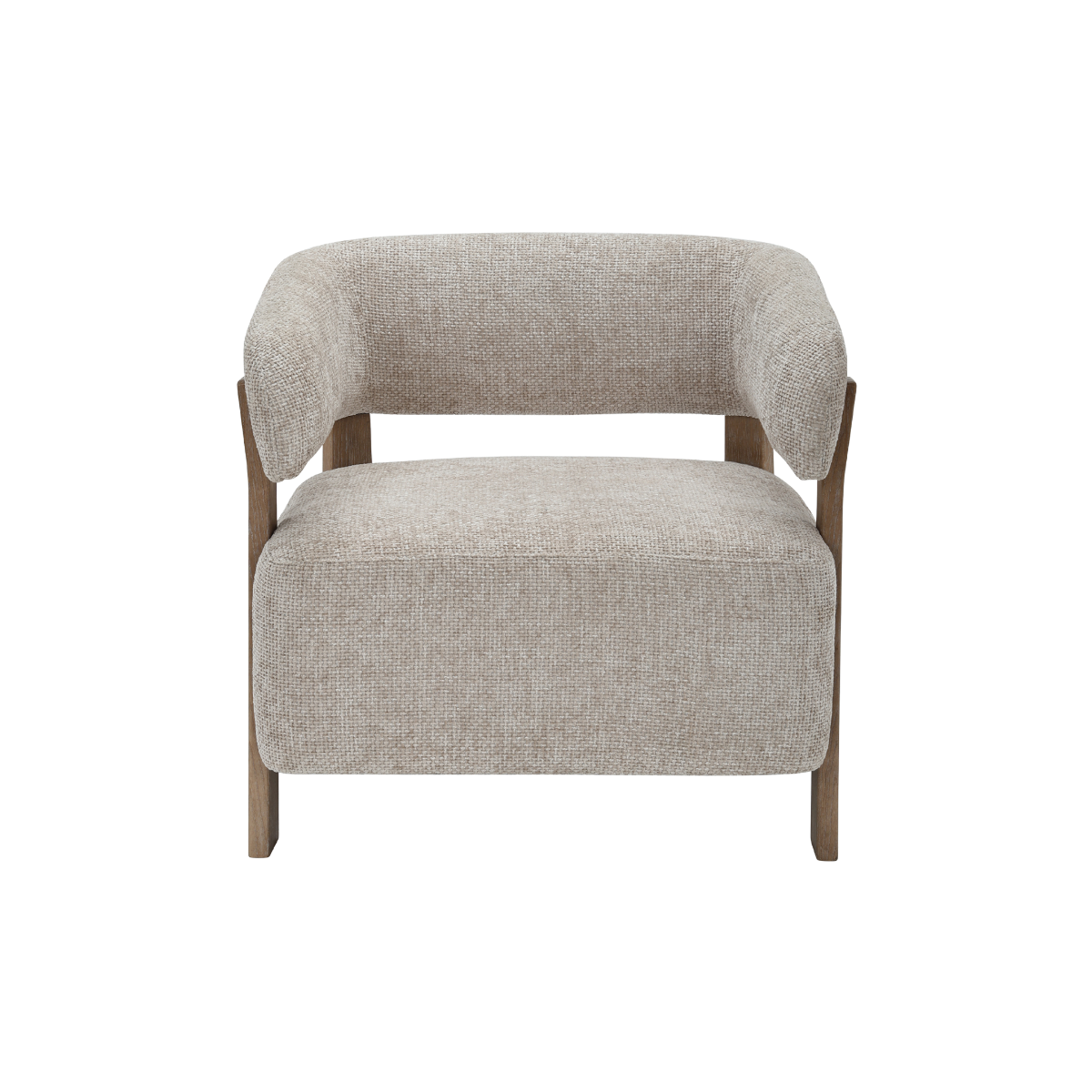 Fauteuil en tissu écru et bois de sapin Valena