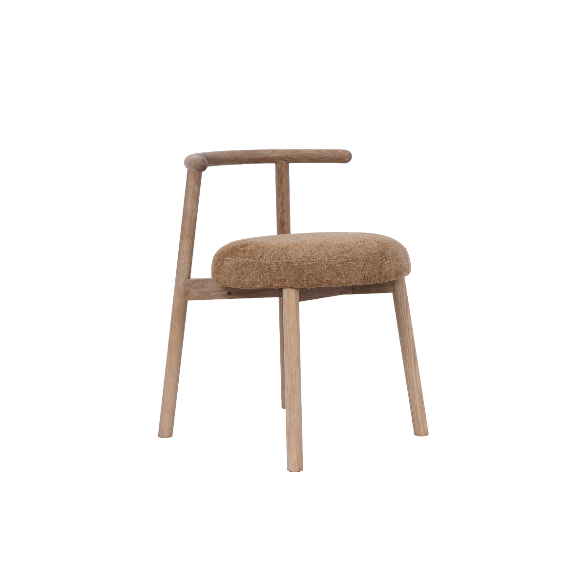 Chaise en bois et tissu camel Marie (lot de 2)