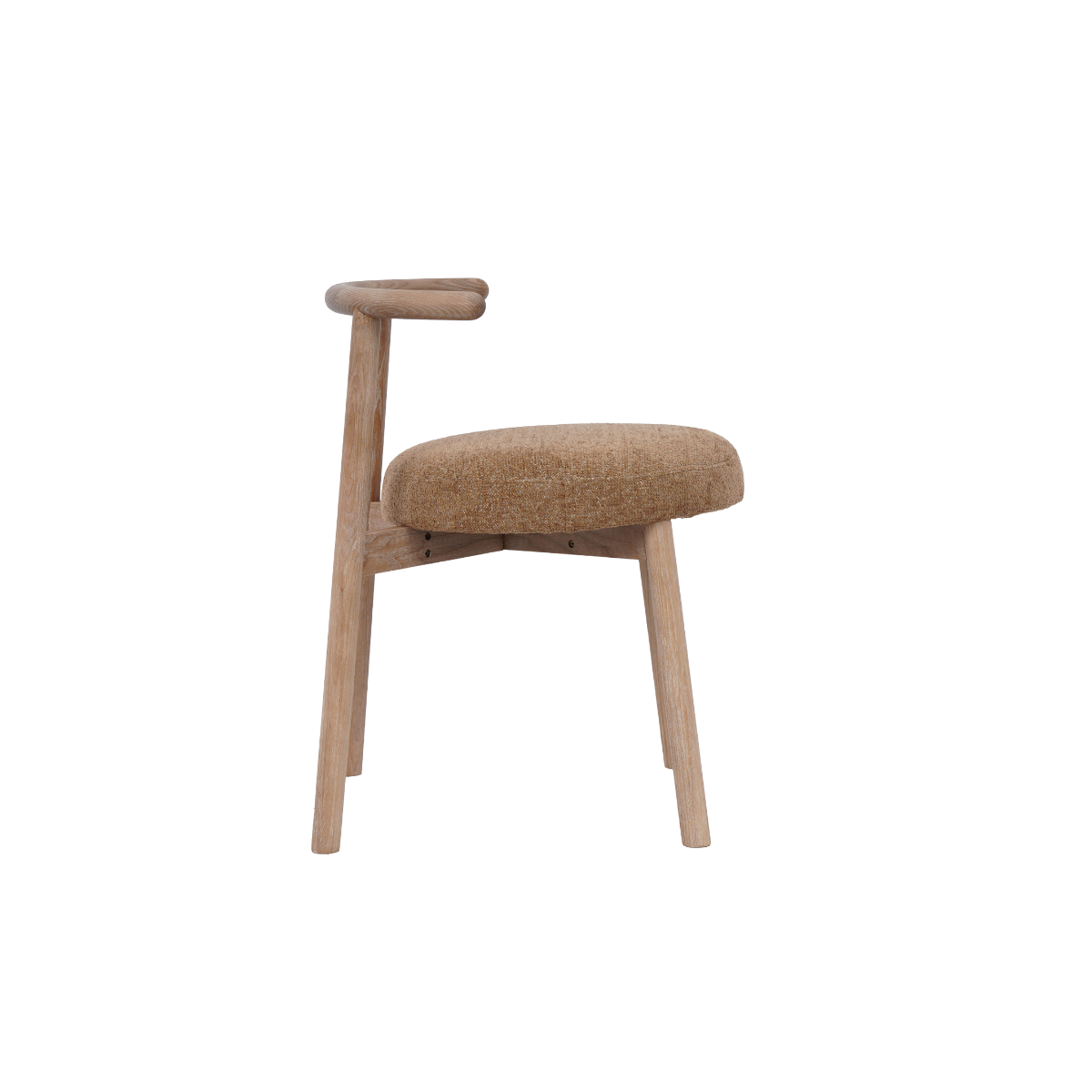 Chaise en bois et tissu camel Marie (lot de 2)