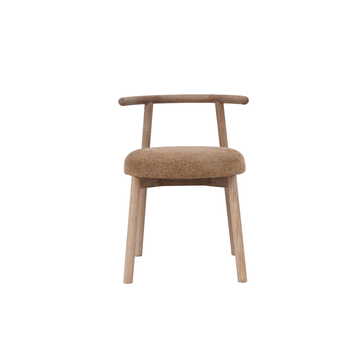 Chaise en bois et tissu camel Marie (lot de 2)