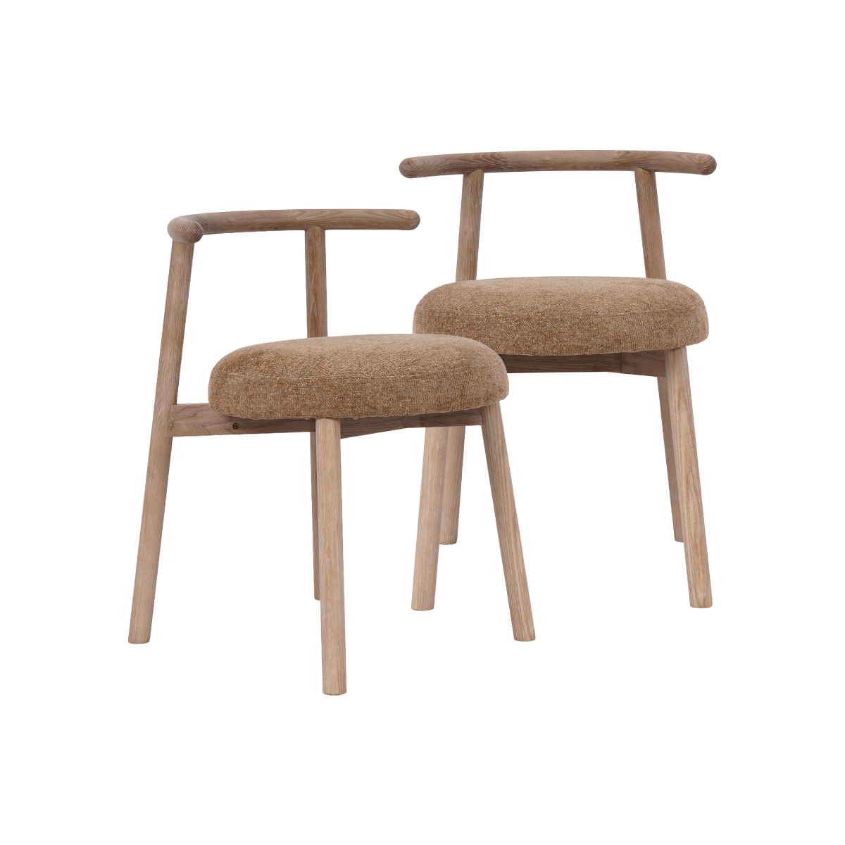 Chaise en bois et tissu camel Marie (lot de 2)