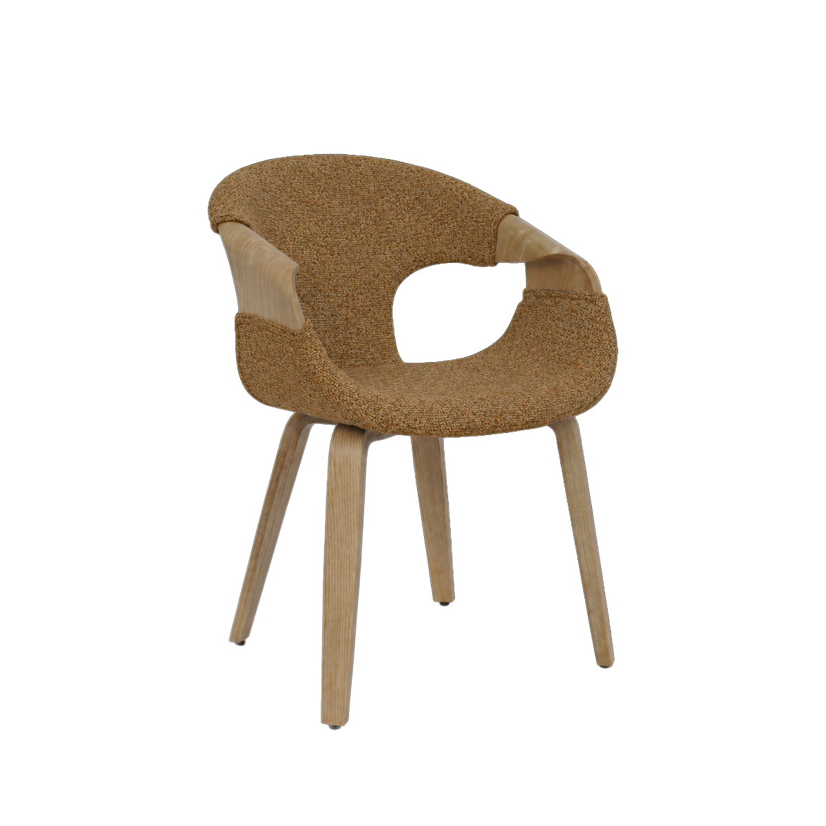 Chaise arrondie en bois de sapin et tissu marron Miriya (lot de 2)