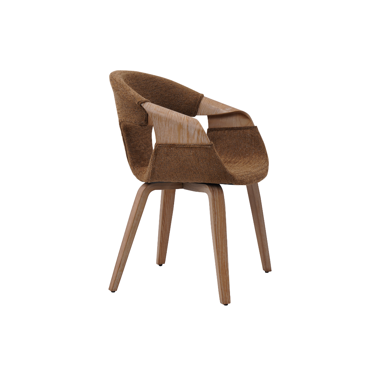 Chaise arrondie en bois de sapin et tissu marron Miriya (lot de 2)