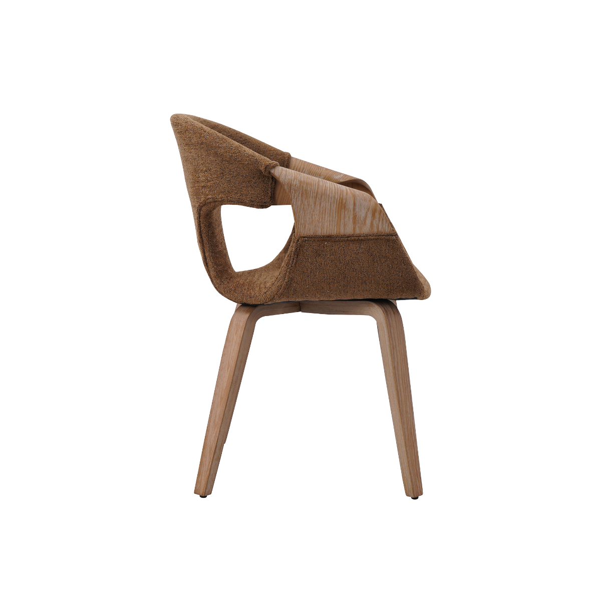 Chaise arrondie en bois de sapin et tissu marron Miriya (lot de 2)