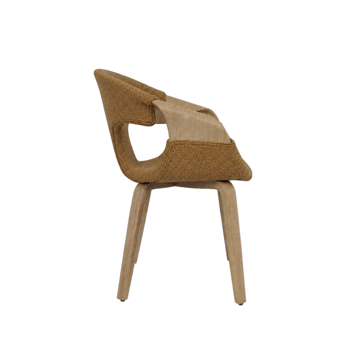 Chaise arrondie en bois de sapin et tissu marron Miriya (lot de 2)