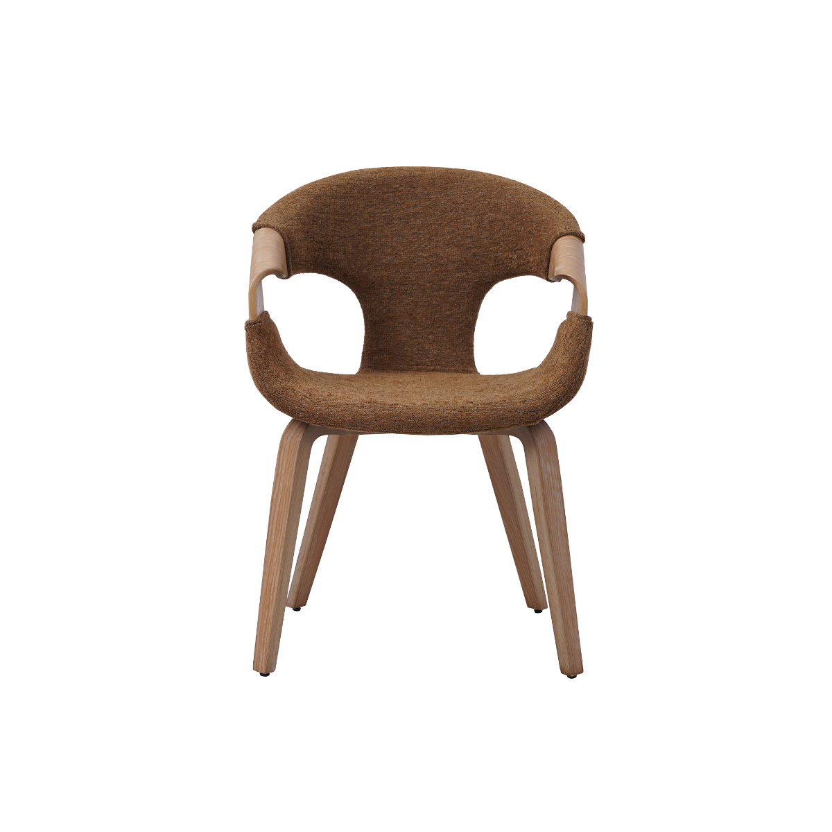 Chaise arrondie en bois de sapin et tissu marron Miriya (lot de 2)