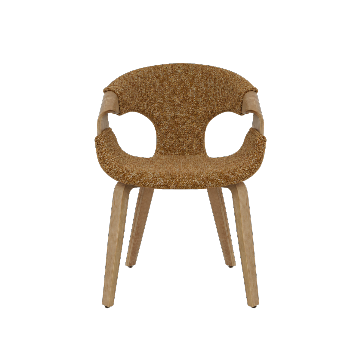 Chaise arrondie en bois de sapin et tissu marron Miriya (lot de 2)