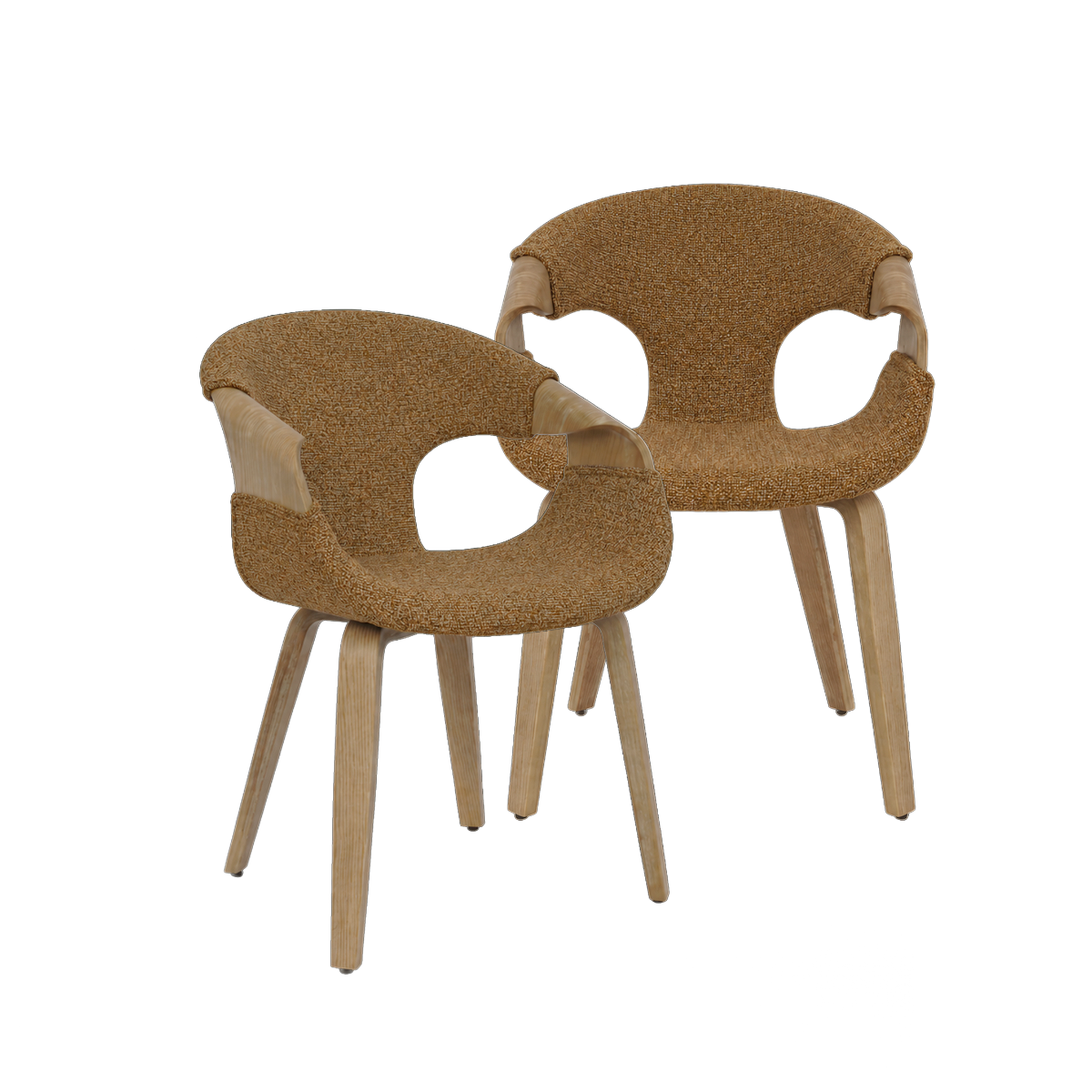 Chaise arrondie en bois de sapin et tissu marron Miriya (lot de 2)