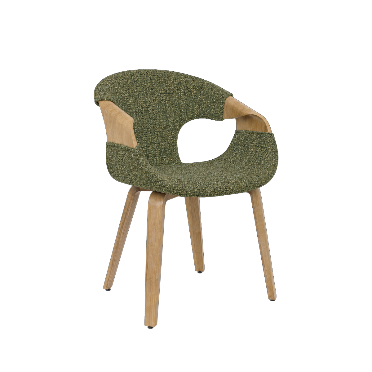 Chaise arrondie en bois de sapin et tissu vert Miriya (lot de 2)