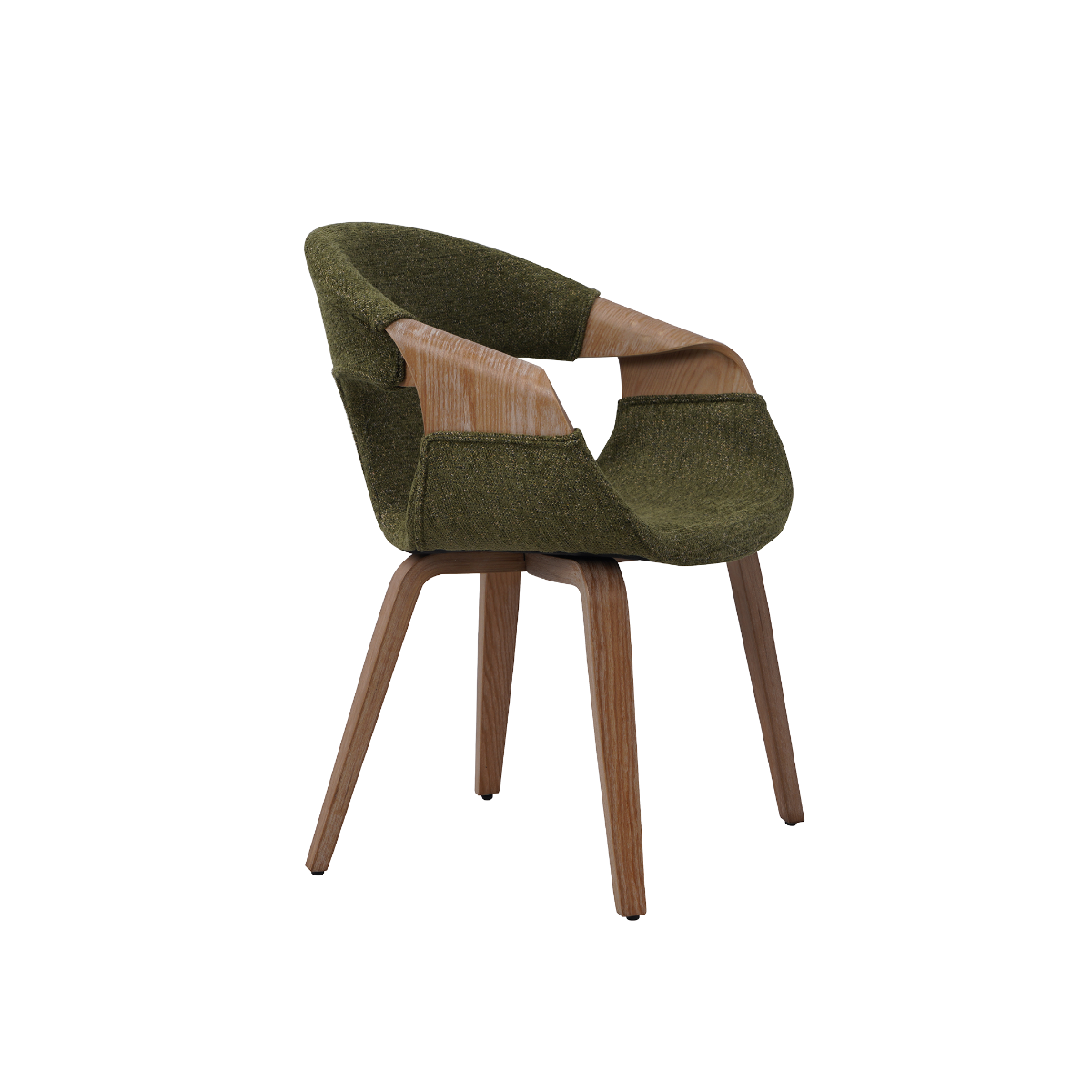 Chaise arrondie en bois de sapin et tissu vert Miriya (lot de 2)