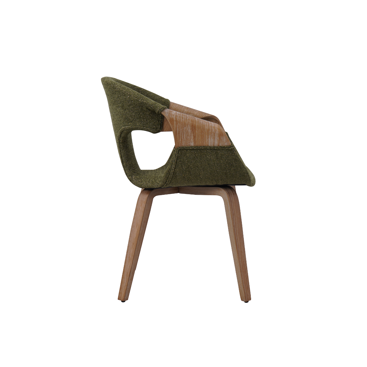 Chaise arrondie en bois de sapin et tissu vert Miriya (lot de 2)