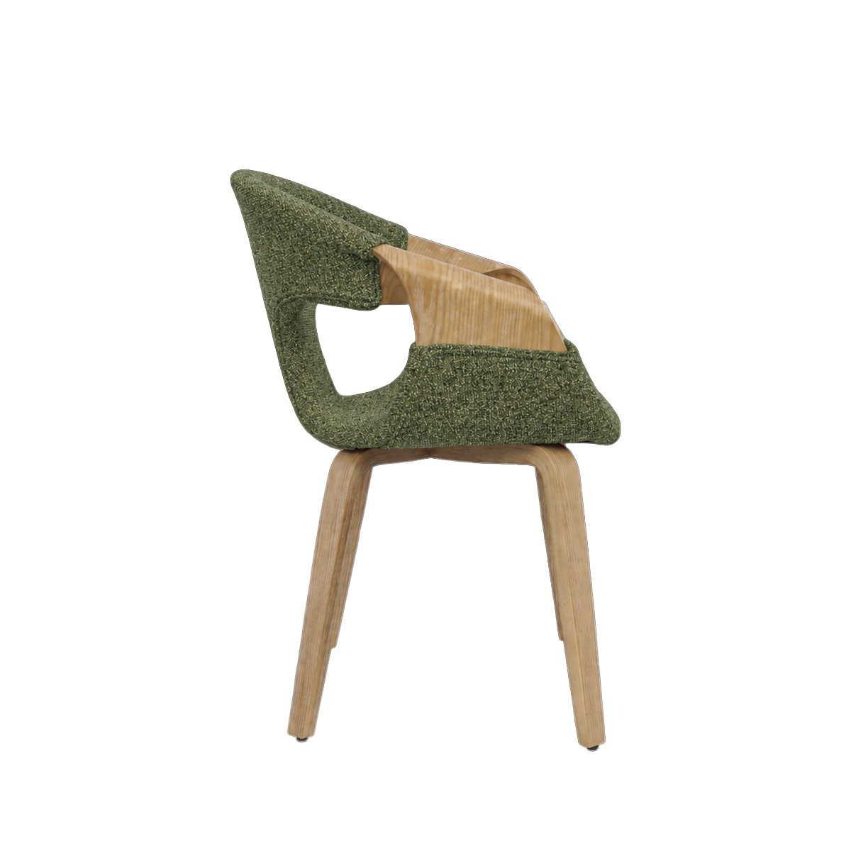 Chaise arrondie en bois de sapin et tissu vert Miriya (lot de 2)