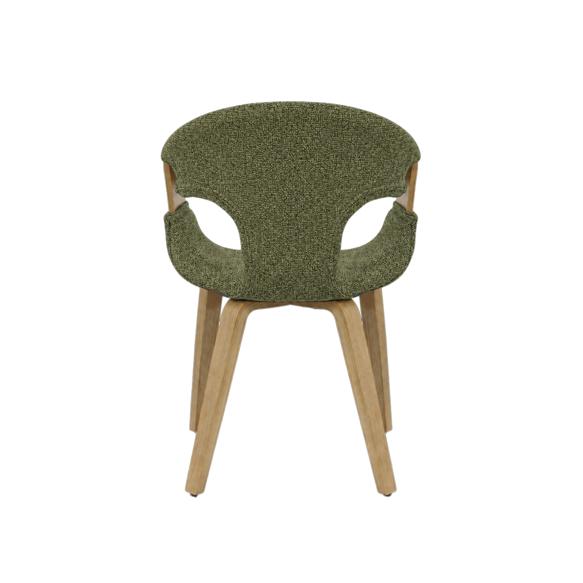 Chaise arrondie en bois de sapin et tissu vert Miriya (lot de 2)