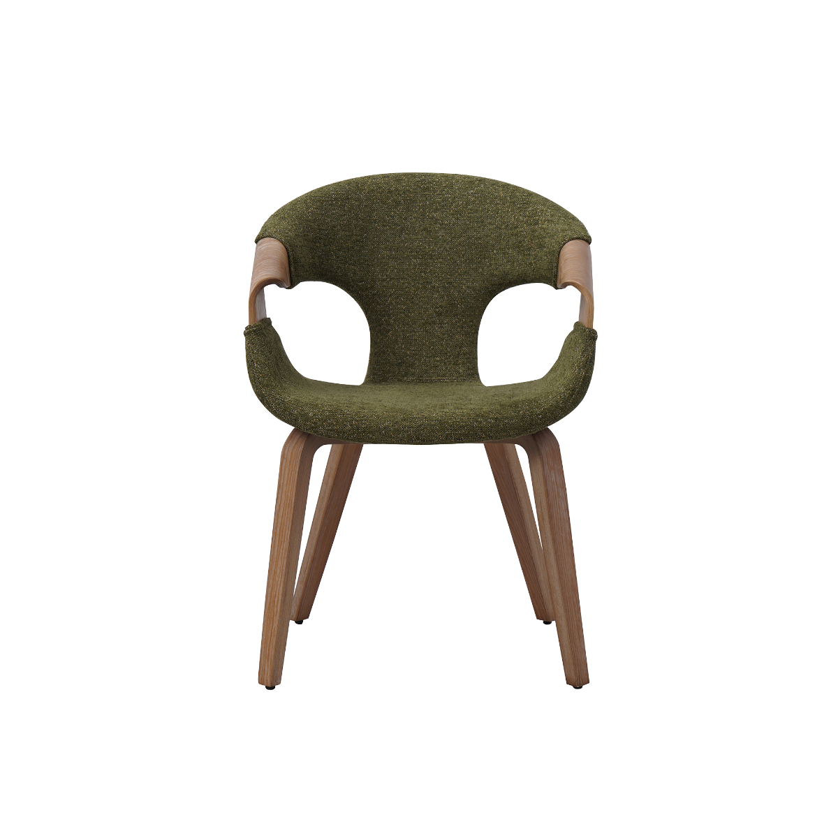 Chaise arrondie en bois de sapin et tissu vert Miriya (lot de 2)