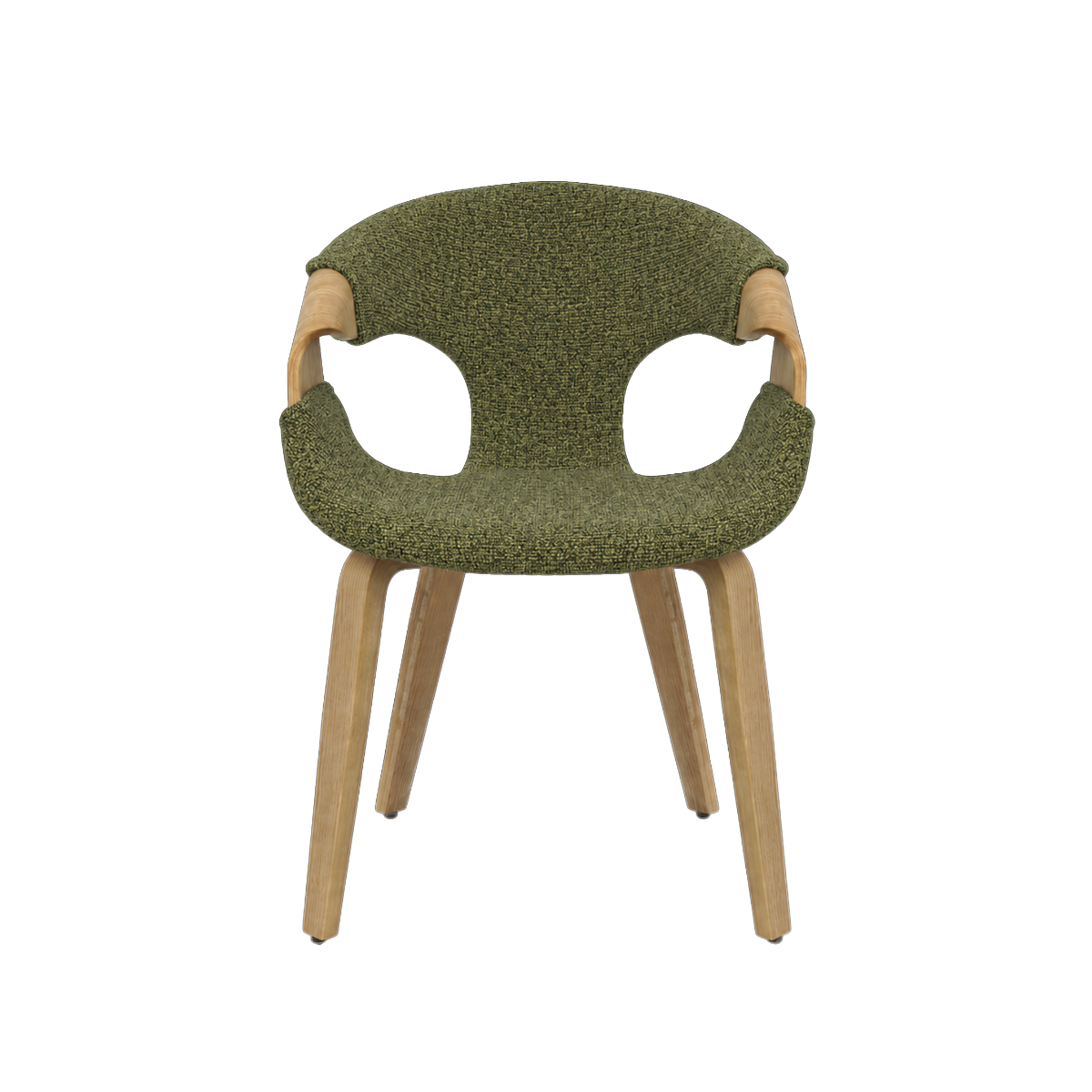 Chaise arrondie en bois de sapin et tissu vert Miriya (lot de 2)