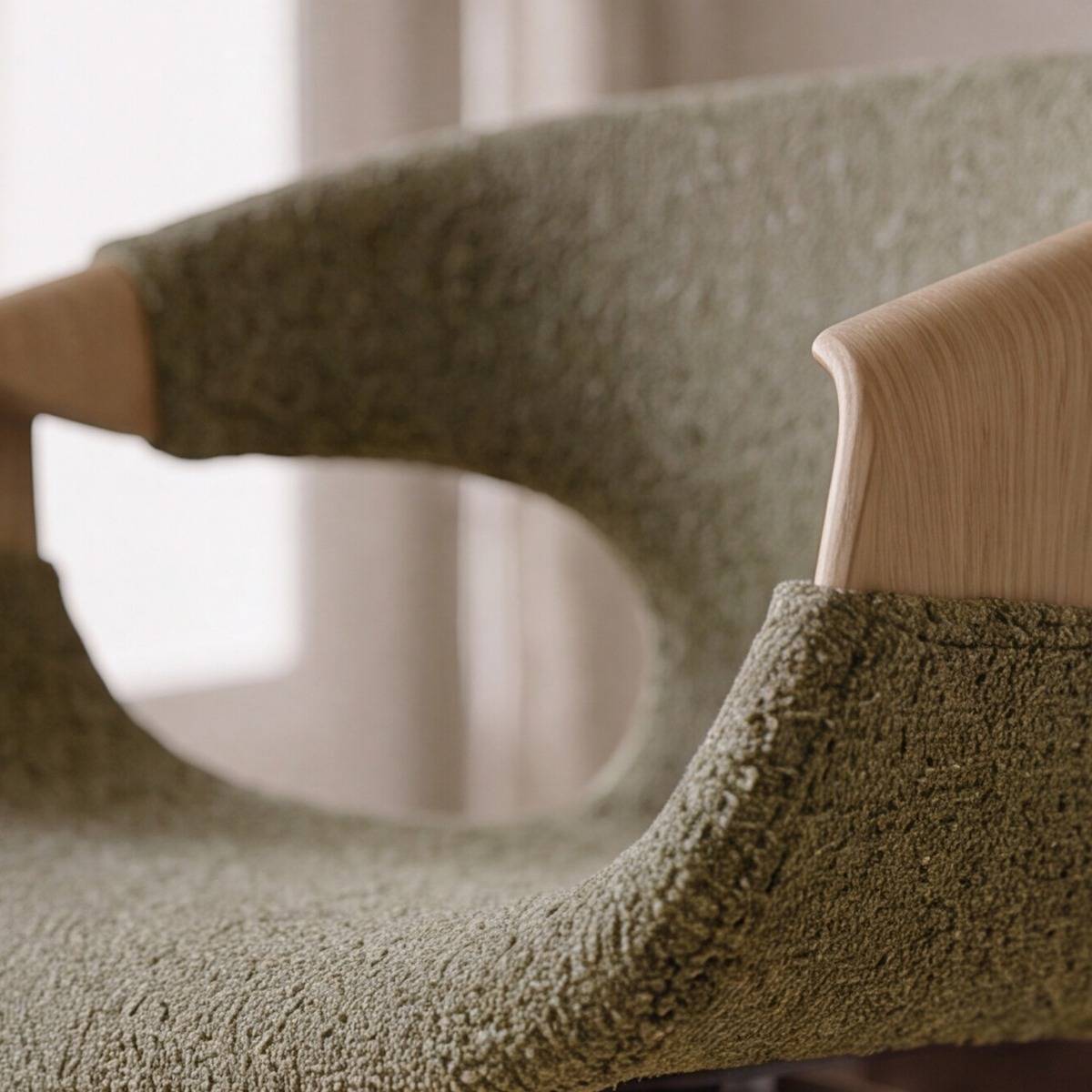 Tabouret de bar en bois de sapin et tissu vert Miriya (lot de 2)