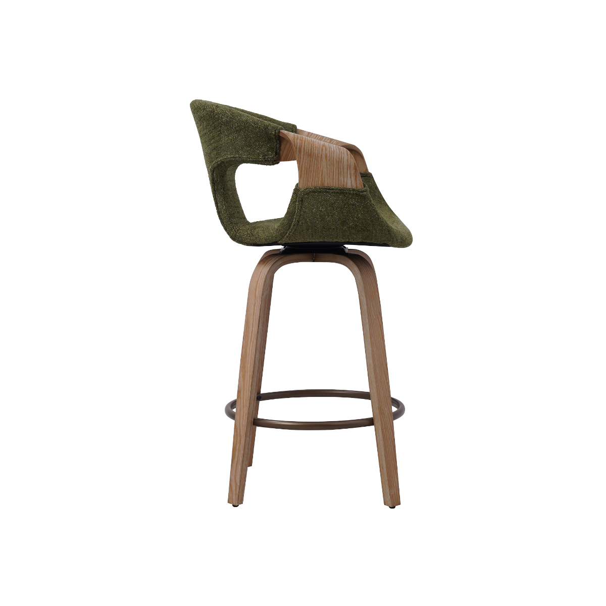 Tabouret de bar en bois de sapin et tissu vert Miriya (lot de 2)