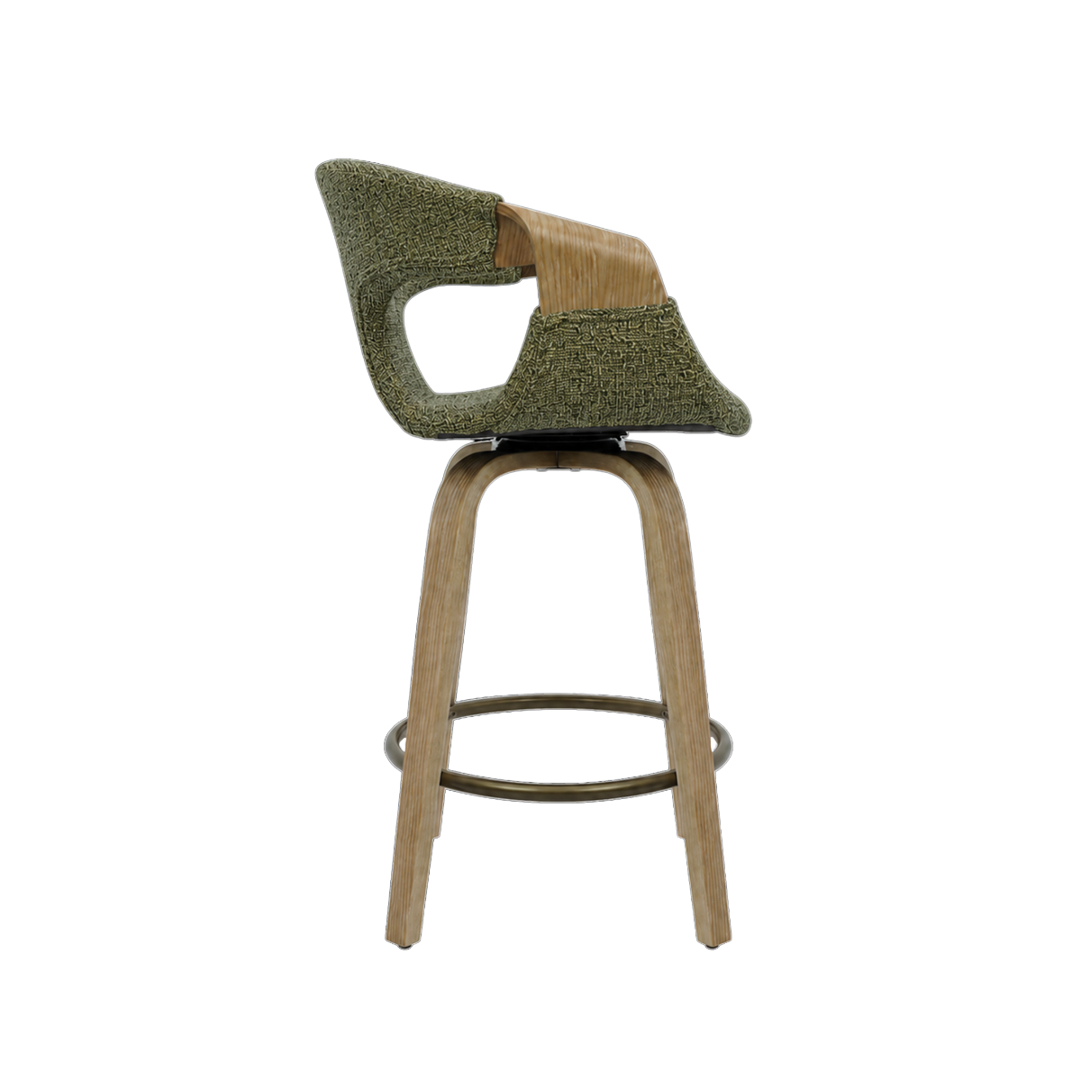 Tabouret de bar en bois de sapin et tissu vert Miriya (lot de 2)