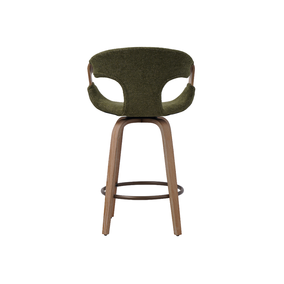 Tabouret de bar en bois de sapin et tissu vert Miriya (lot de 2)