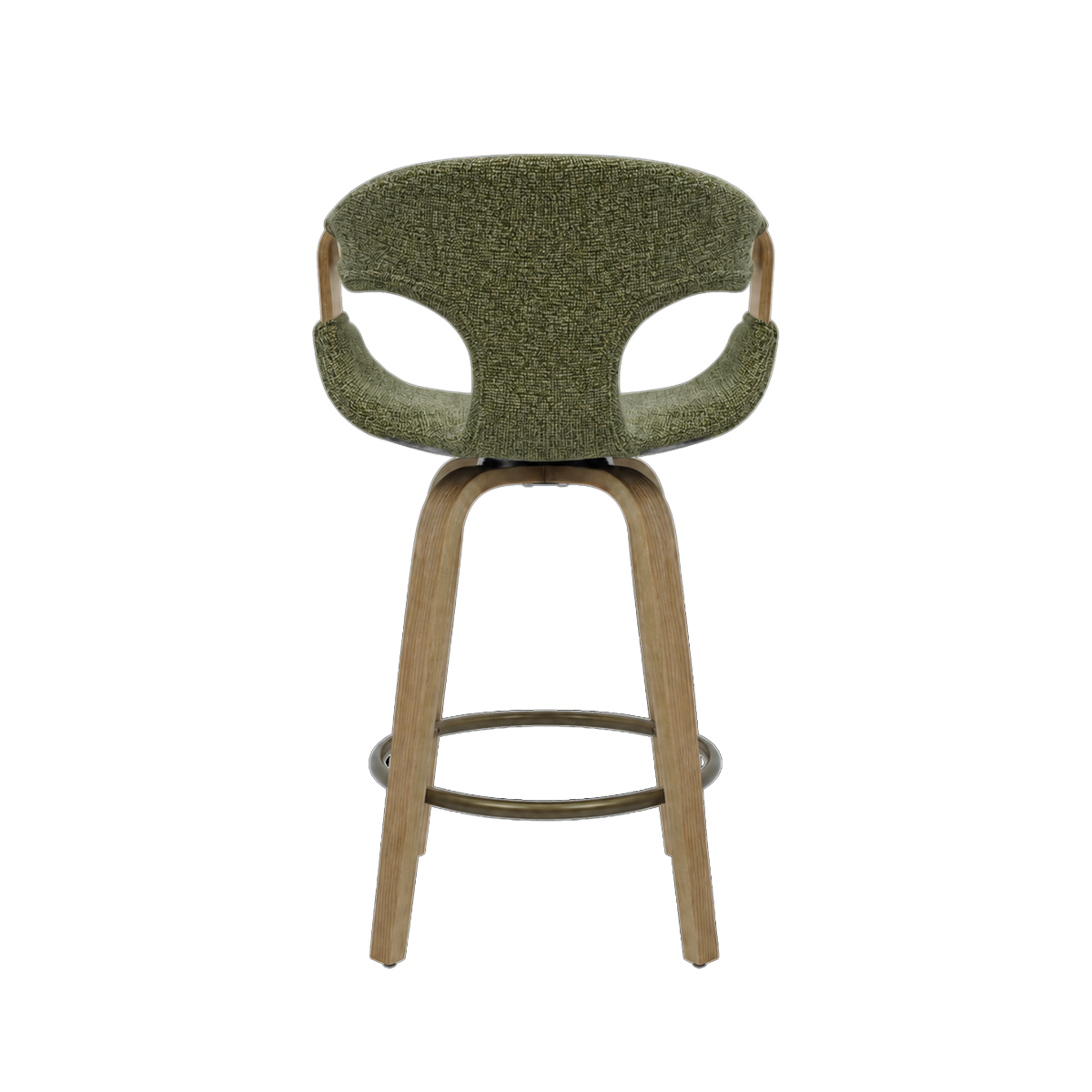 Tabouret de bar en bois de sapin et tissu vert Miriya (lot de 2)
