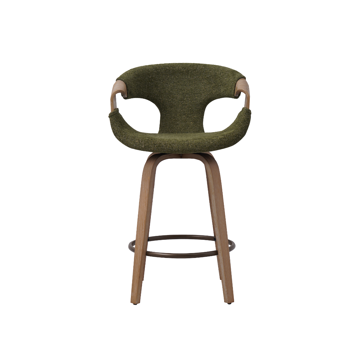 Tabouret de bar en bois de sapin et tissu vert Miriya (lot de 2)