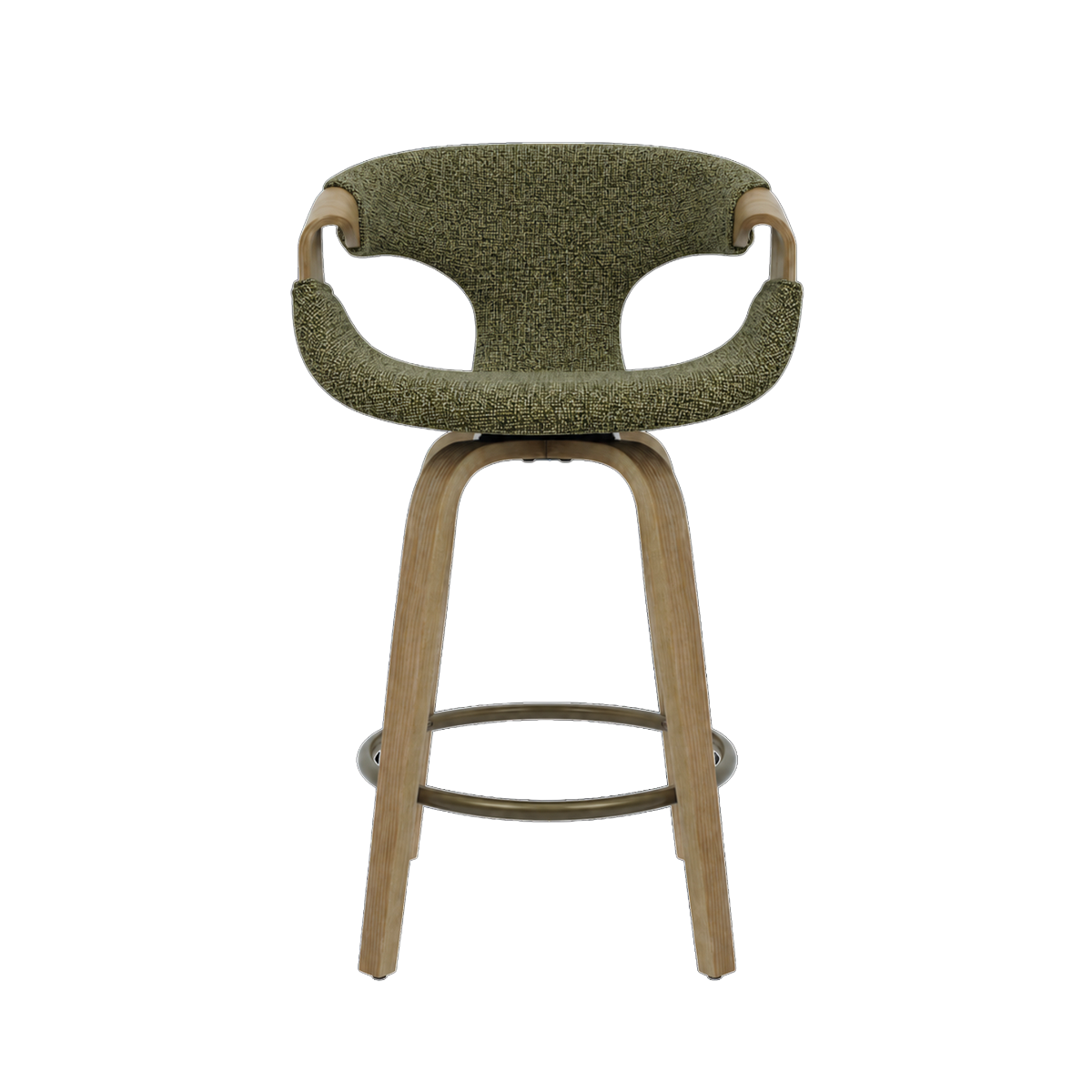 Tabouret de bar en bois de sapin et tissu vert Miriya (lot de 2)