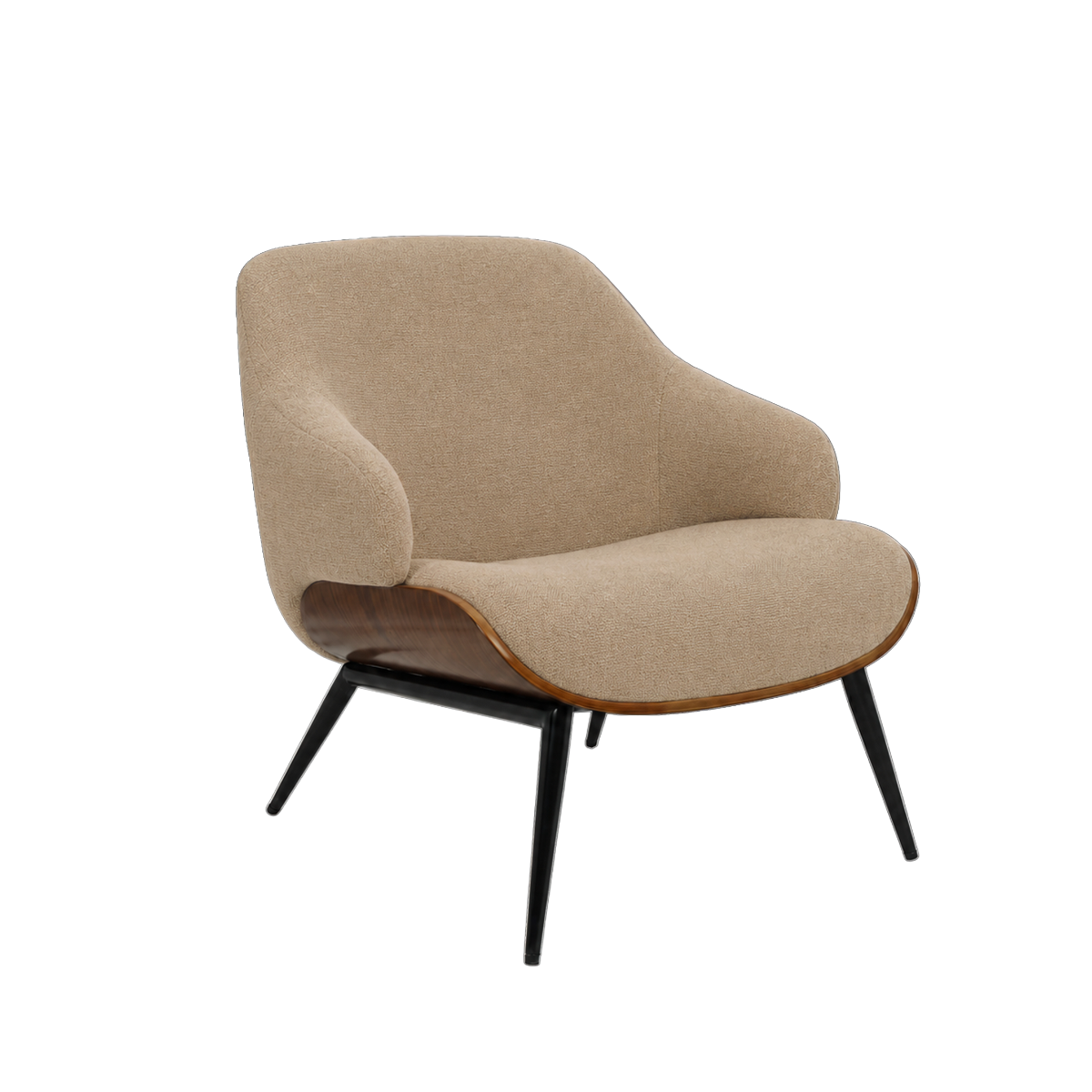 Fauteuil en bois et tissu beige Elowen