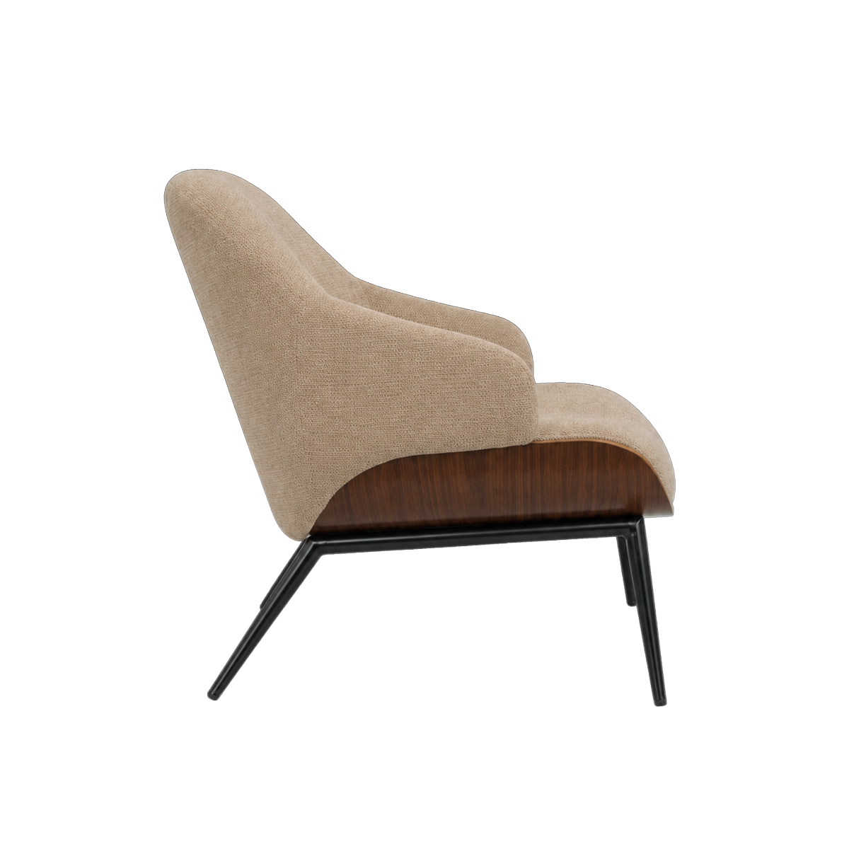 Fauteuil en bois et tissu beige Elowen