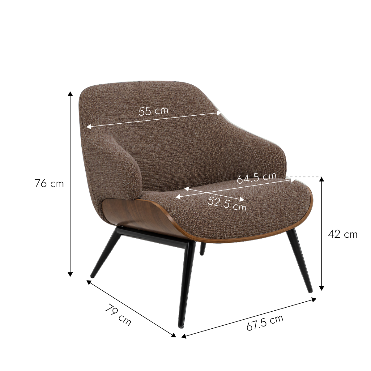 Fauteuil en bois et tissu marron Elowen