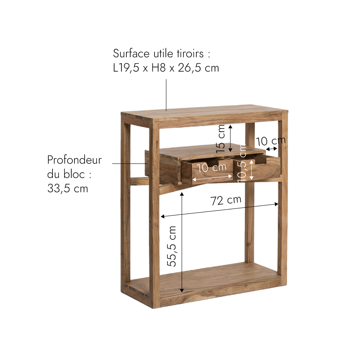 Console en bois d'acacia Oslo