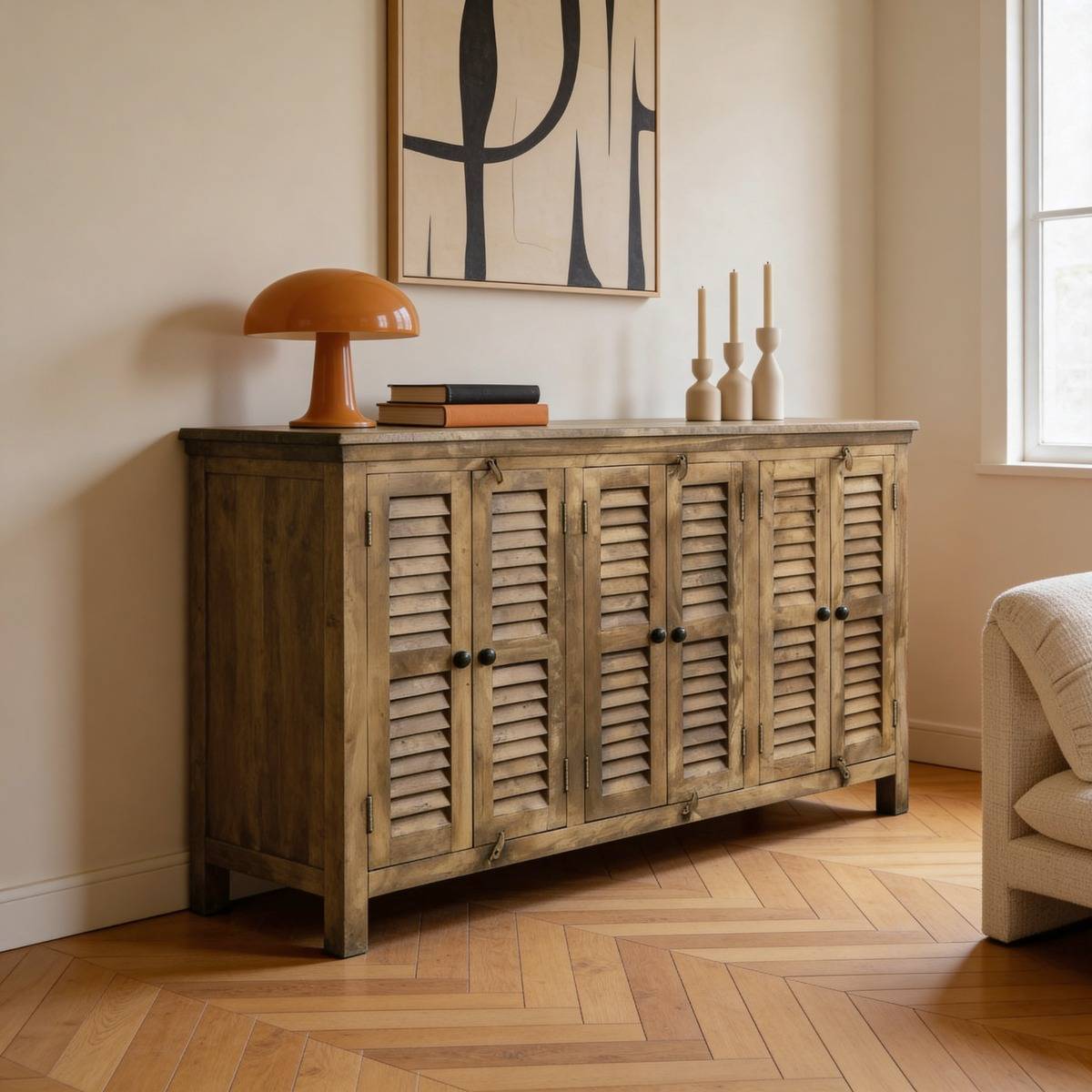 Buffet en bois recyclé 6 portes Aubin