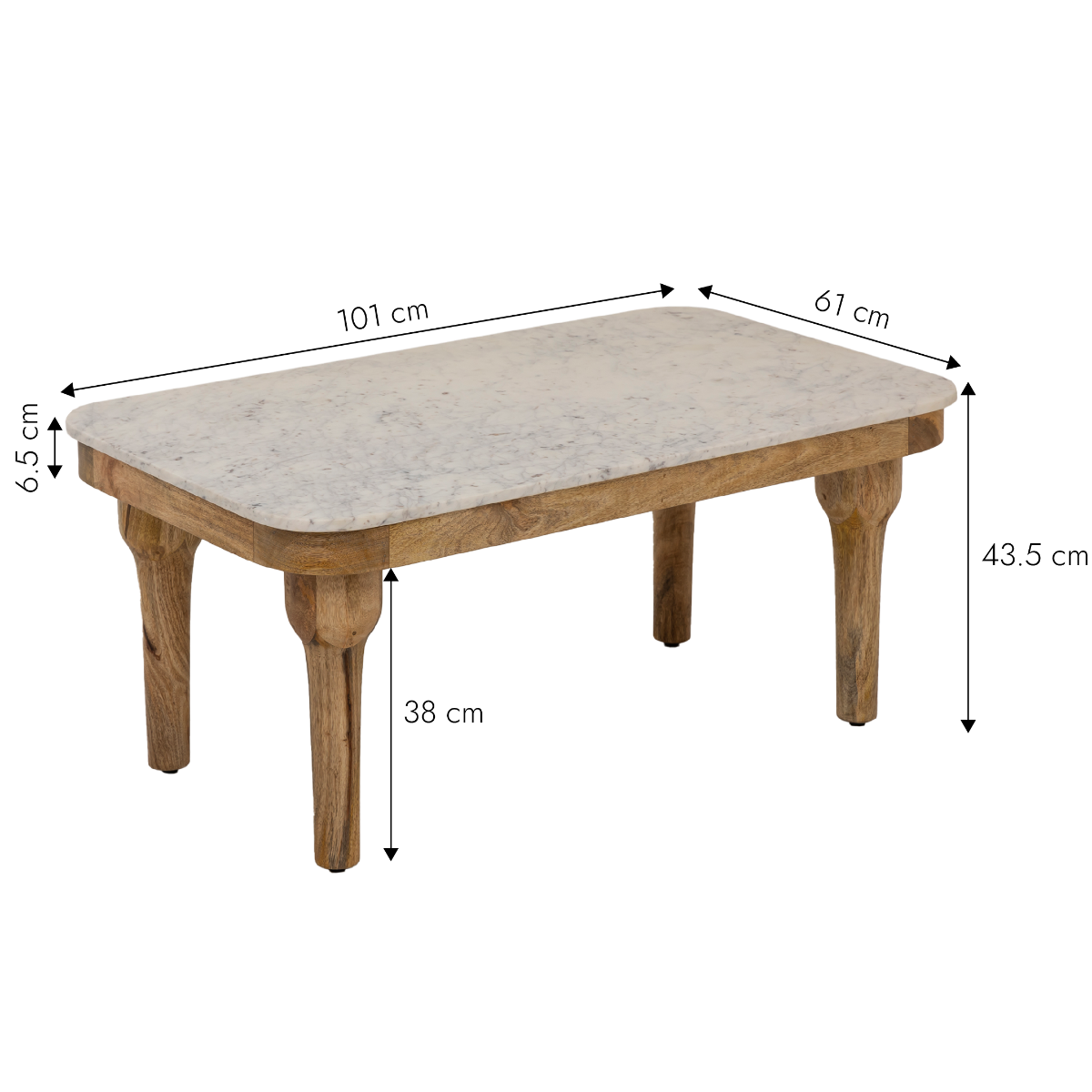 Table basse en marbre et en bois d'acacia Calix