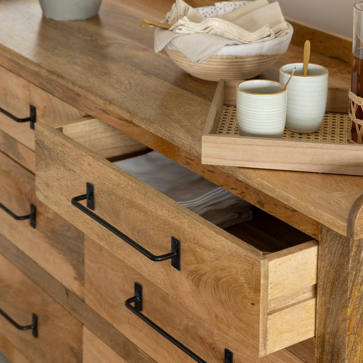 Commode en bois de manguier 6 tiroirs Dolly