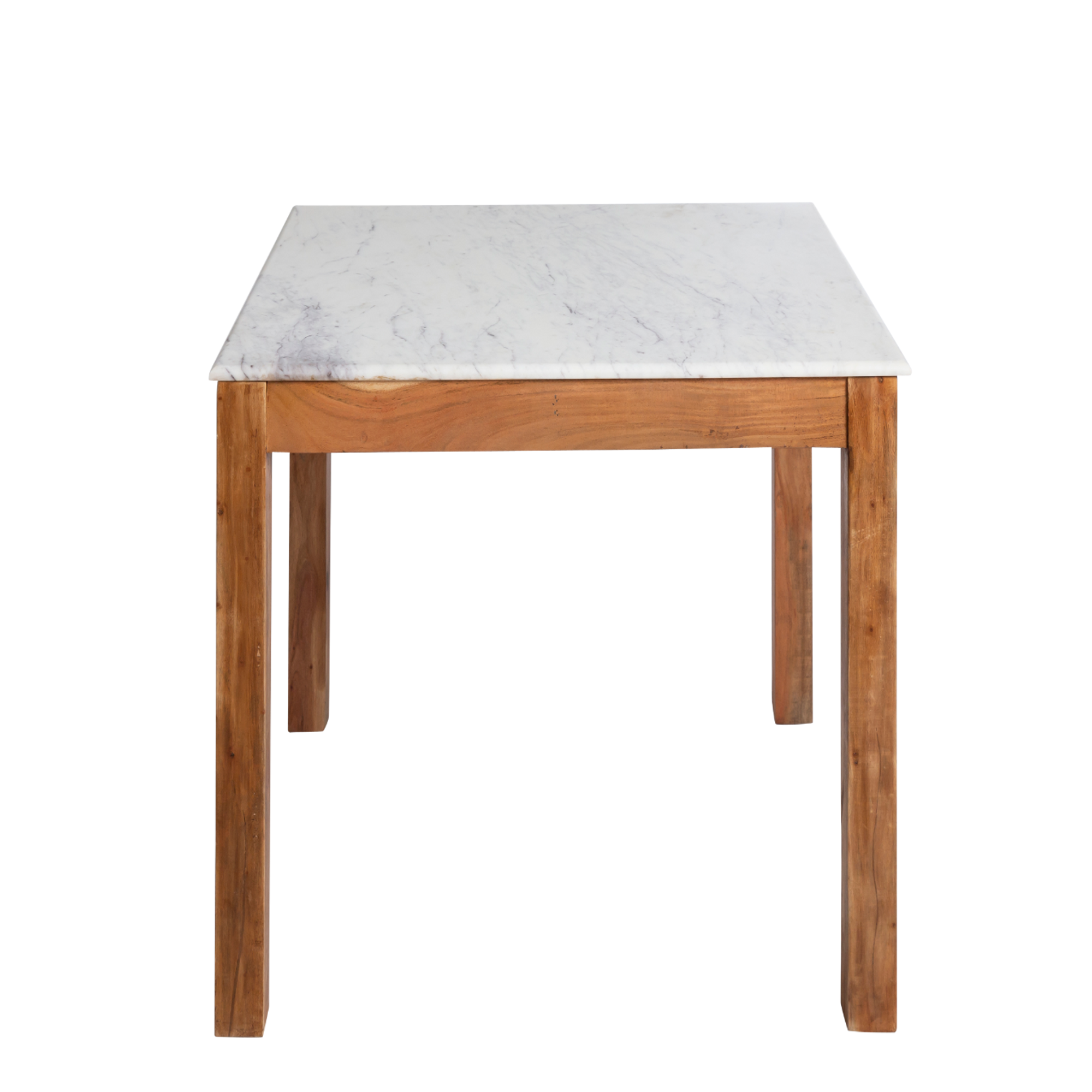 Table à manger carré en bois d'acacia et marbre Angie