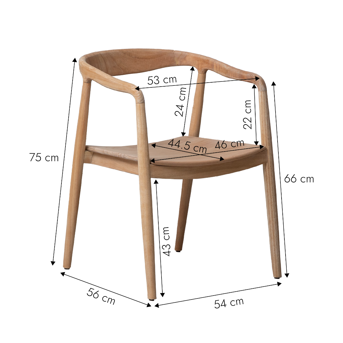 Chaise en bois de teck brut June  (lot de 2)