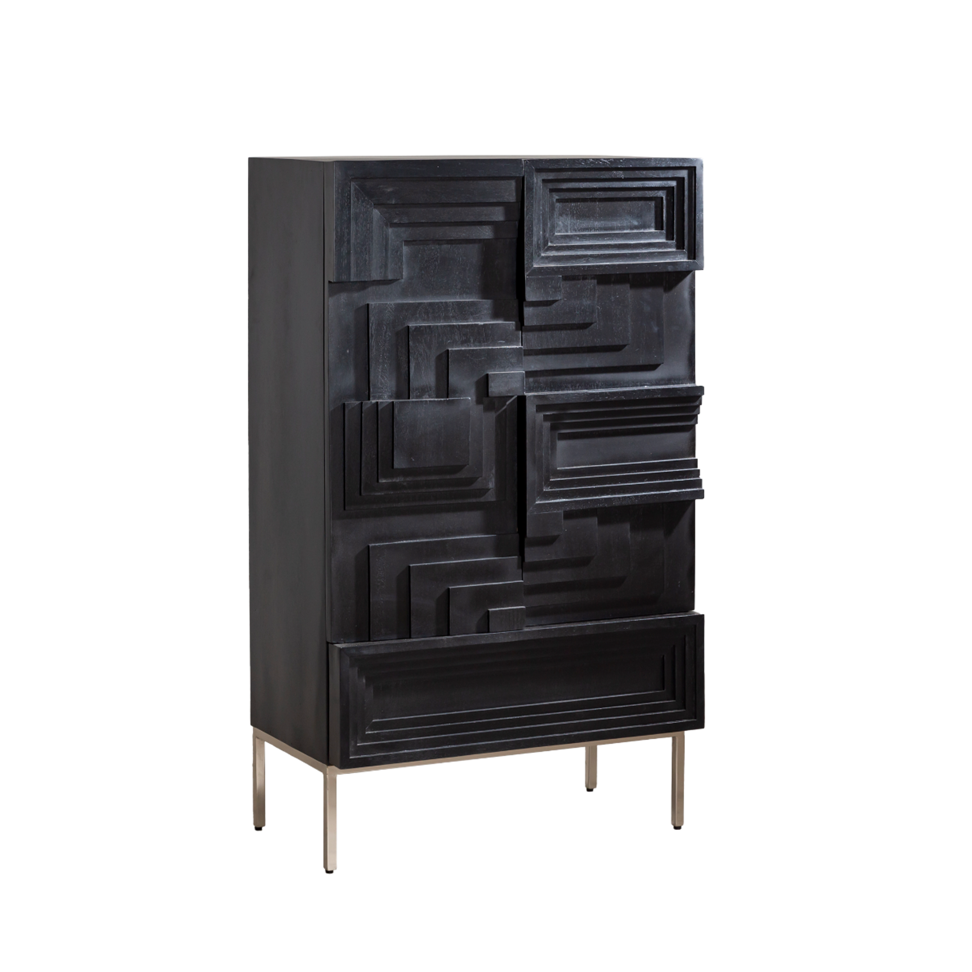 Buffet haut en bois de manguier noir Tristan