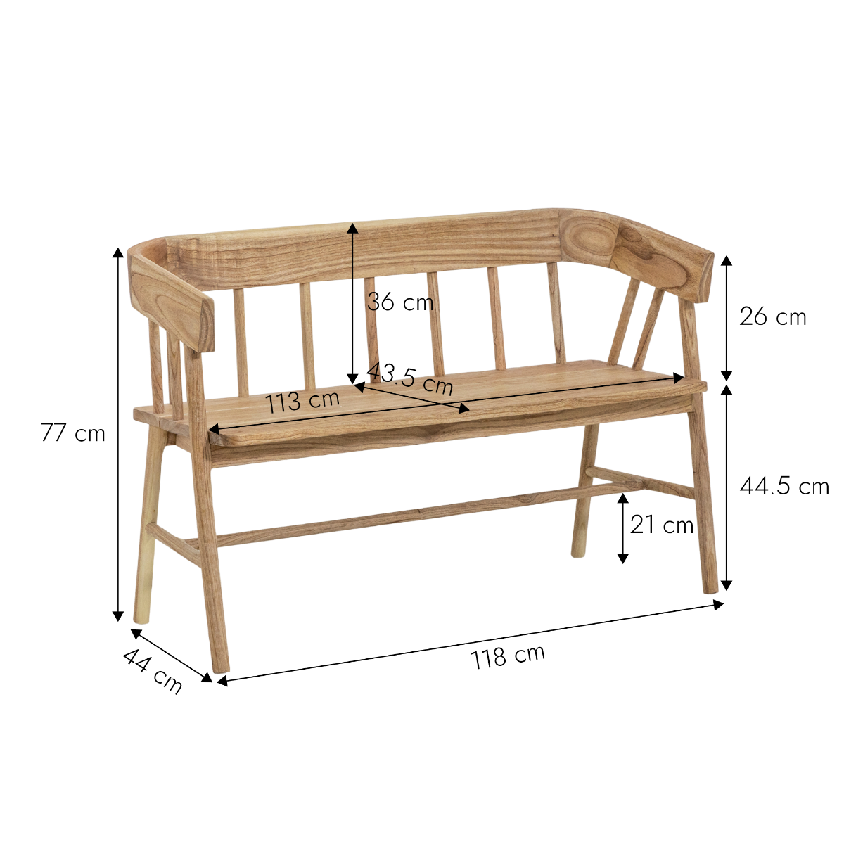 Banc en bois de teck brut June